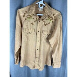 Vtg Cowboy Joe By Atlantic Western Mens Sz M Stagecoach Pearl Snap Shirt